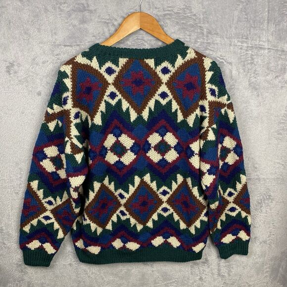 Vtg Wool Hand Knit Sweater Poise'N Ivy Grannycore Geometric Large Artsy Granny - Picture 4 of 5